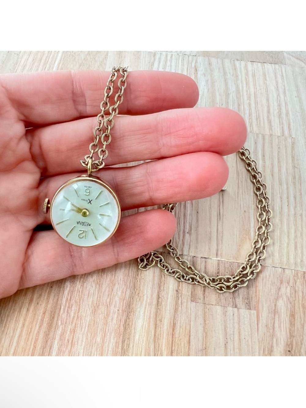 Vintage Medana Xtensa spherical Swiss mechanical watch pendant necklace AS IS